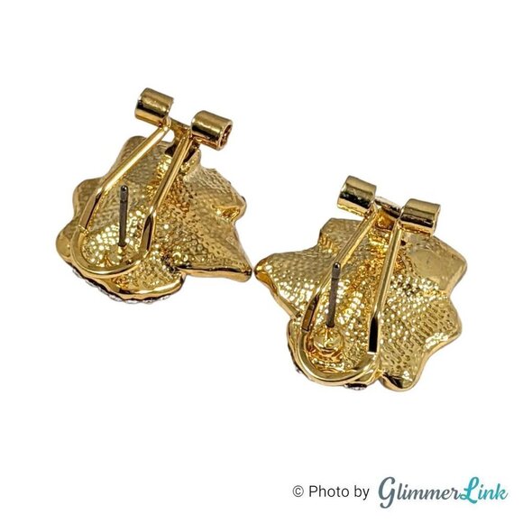 Bright Rainbow Enamel Hibiscus Gold Tone Lever Back Pierced Earrings - Picture 8 of 13